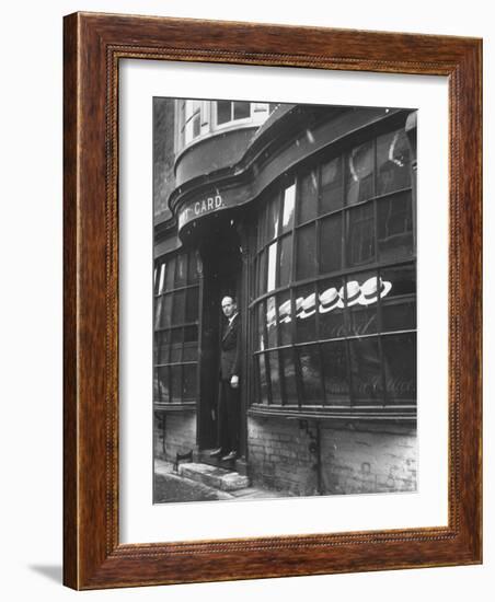 Tailor to All the Gentlemen of Winchester College Albert Gard, Standing in the Doorway of His Store-Cornell Capa-Framed Photographic Print