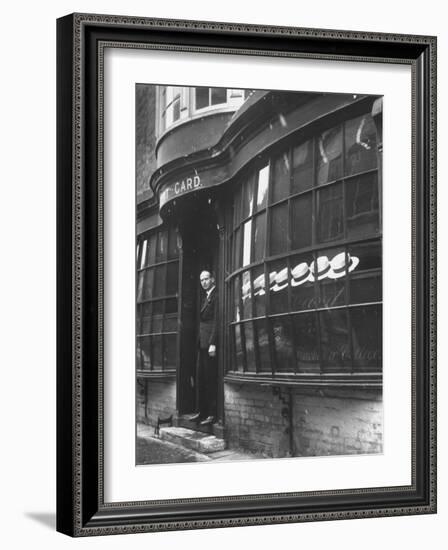 Tailor to All the Gentlemen of Winchester College Albert Gard, Standing in the Doorway of His Store-Cornell Capa-Framed Photographic Print