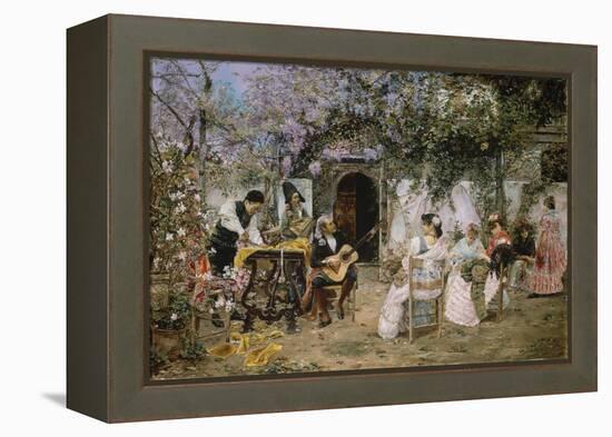 Tailors and Guitarist in the Garden-Jose Gallegos Y Arnosa-Framed Premier Image Canvas