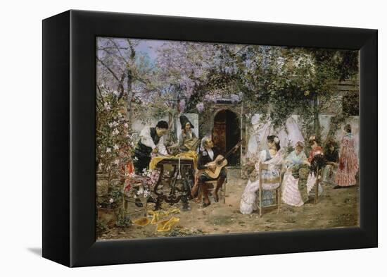 Tailors and Guitarist in the Garden-Jose Gallegos Y Arnosa-Framed Premier Image Canvas