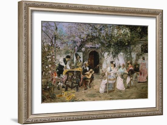 Tailors and Guitarist in the Garden-Jose Gallegos Y Arnosa-Framed Giclee Print