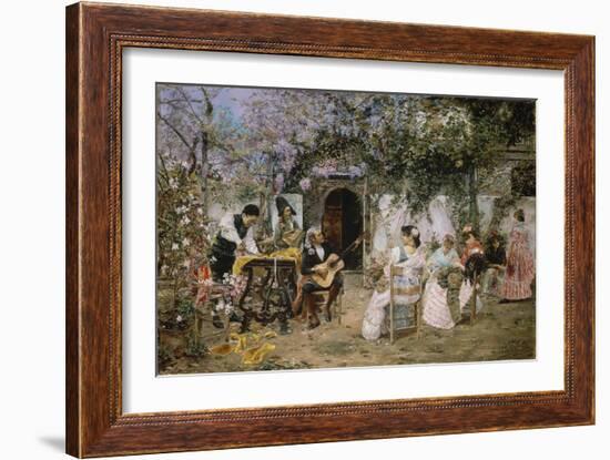 Tailors and Guitarist in the Garden-Jose Gallegos Y Arnosa-Framed Giclee Print