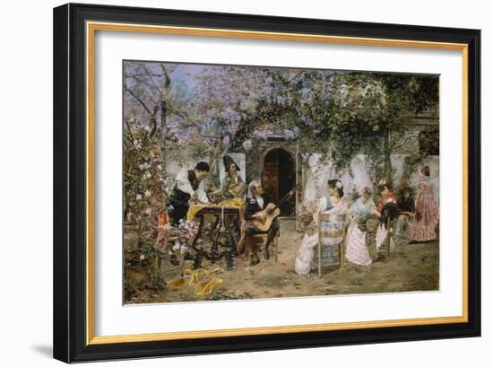 Tailors and Guitarist in the Garden-Jose Gallegos Y Arnosa-Framed Giclee Print