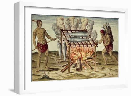 Taino Natives Cooking Fish-null-Framed Giclee Print