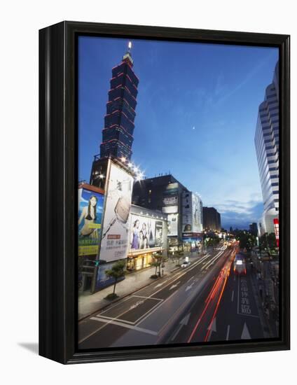 Taipei 101 at Dusk, Taipei, Taiwan, Asia-Ian Trower-Framed Premier Image Canvas