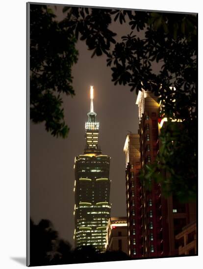 Taipei 101 at Night, Taipei, Taiwan, Asia-Charles Bowman-Mounted Photographic Print