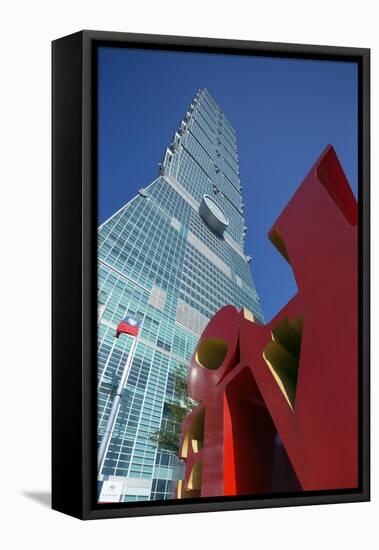 Taipei 101 Building and Love Statue by Robert Indiana, Taipei, Taiwan, Asia-Christian Kober-Framed Premier Image Canvas