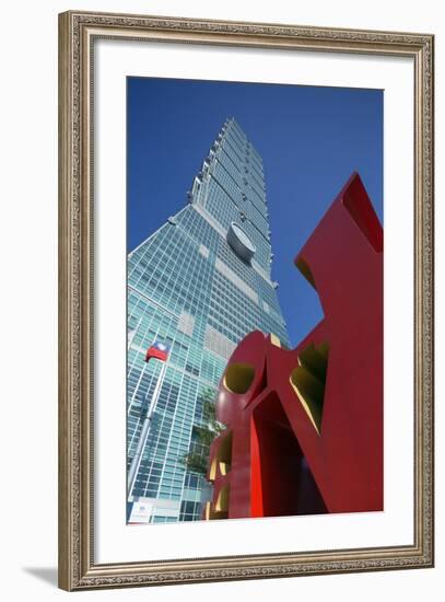 Taipei 101 Building and Love Statue by Robert Indiana, Taipei, Taiwan, Asia-Christian Kober-Framed Photographic Print