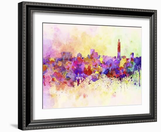 Taipei Skyline in Watercolor Background-paulrommer-Framed Art Print