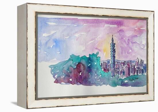 Taipei Taiwan Skyline with 101 Tower-Markus Bleichner-Framed Stretched Canvas