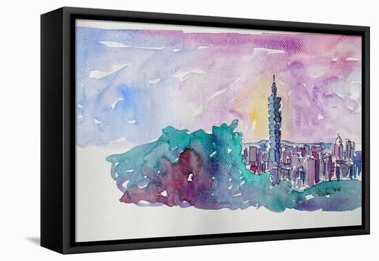 Taipei Taiwan Skyline with 101 Tower-Markus Bleichner-Framed Stretched Canvas