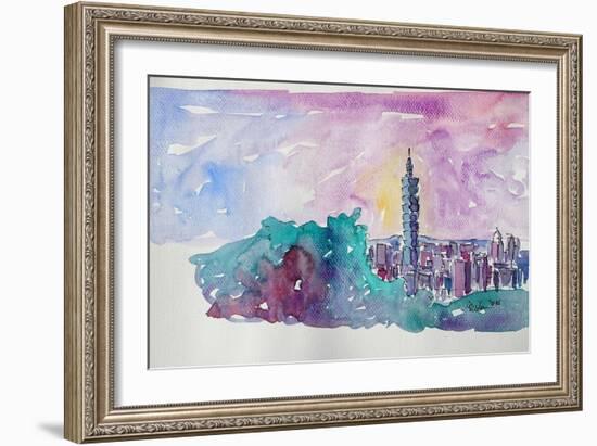 Taipei Taiwan Skyline with 101 Tower-Markus Bleichner-Framed Art Print