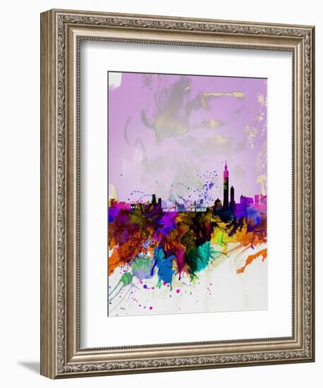 Taipei Watercolor Skyline-NaxArt-Framed Art Print