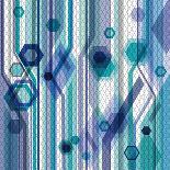Blue Business Abstract Background with Hexagons, Lines and Nets-tairen-Art Print