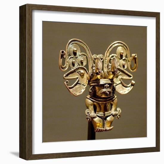 Tairona Pendant with Shaman Wearing Headdress-null-Framed Photographic Print