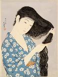 Woman in a Bathrobe Combing Her Hair-Taisho Era. Hashiguchi Goyo-Stretched Canvas