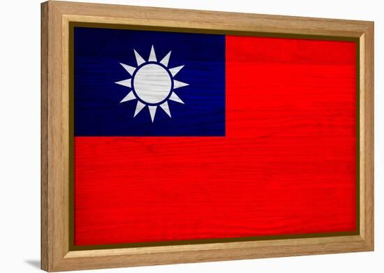 Taiwan Flag Design with Wood Patterning - Flags of the World Series-Philippe Hugonnard-Framed Stretched Canvas