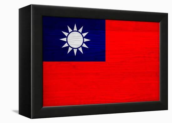 Taiwan Flag Design with Wood Patterning - Flags of the World Series-Philippe Hugonnard-Framed Stretched Canvas