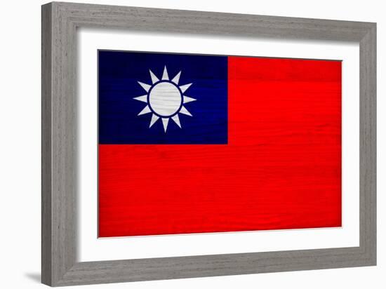 Taiwan Flag Design with Wood Patterning - Flags of the World Series-Philippe Hugonnard-Framed Art Print