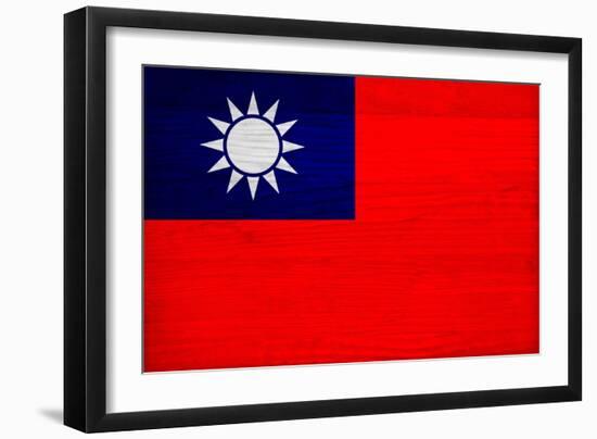 Taiwan Flag Design with Wood Patterning - Flags of the World Series-Philippe Hugonnard-Framed Art Print