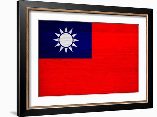 Taiwan Flag Design with Wood Patterning - Flags of the World Series-Philippe Hugonnard-Framed Art Print