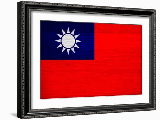 Taiwan Flag Design with Wood Patterning - Flags of the World Series-Philippe Hugonnard-Framed Art Print