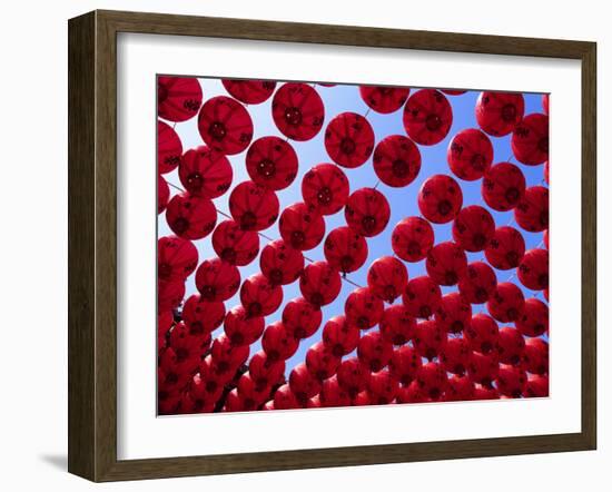 Taiwan, Kaohsiung, Cijin Island, Chinese Lanterns at Tianhou Temple-Steve Vidler-Framed Photographic Print