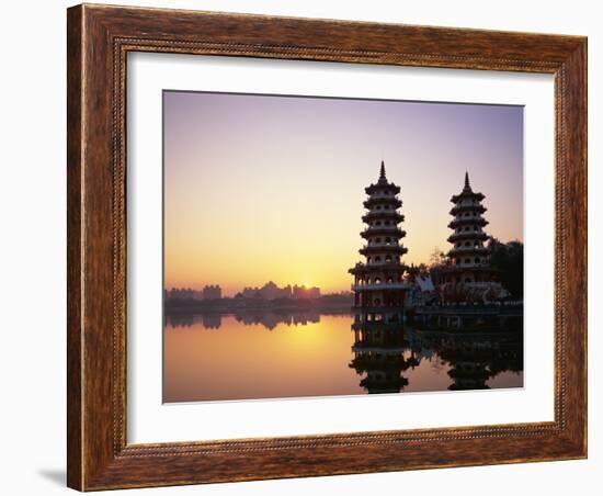 Taiwan, Kaohsiung, Lotus Lake, Dragon and Tiger Pagodas-Steve Vidler-Framed Photographic Print