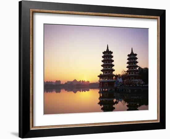 Taiwan, Kaohsiung, Lotus Lake, Dragon and Tiger Pagodas-Steve Vidler-Framed Photographic Print