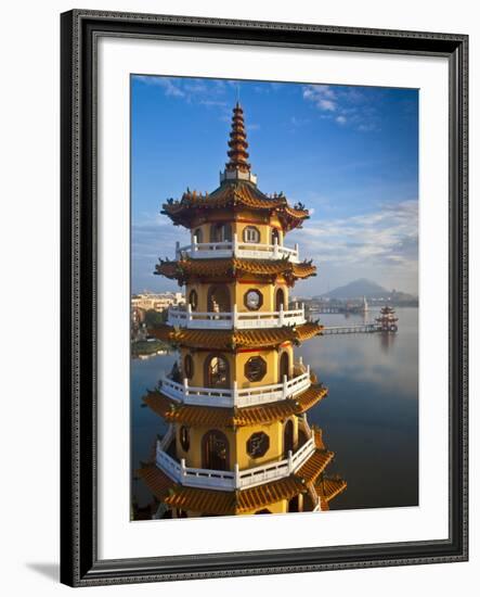 Taiwan, Kaohsiung, Lotus Pond, Dragon and Tiger Tower Temple with Bridge Leading to Spring and Autu-Jane Sweeney-Framed Photographic Print