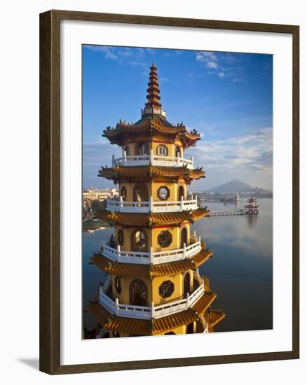 Taiwan, Kaohsiung, Lotus Pond, Dragon and Tiger Tower Temple with Bridge Leading to Spring and Autu-Jane Sweeney-Framed Photographic Print