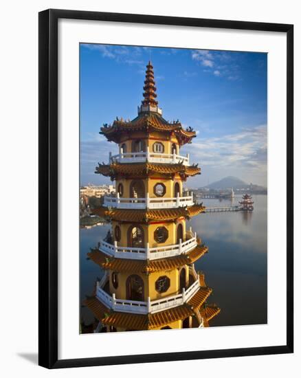 Taiwan, Kaohsiung, Lotus Pond, Dragon and Tiger Tower Temple with Bridge Leading to Spring and Autu-Jane Sweeney-Framed Photographic Print