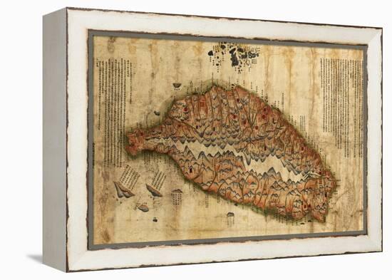 Taiwan - Panoramic Map-Lantern Press-Framed Stretched Canvas