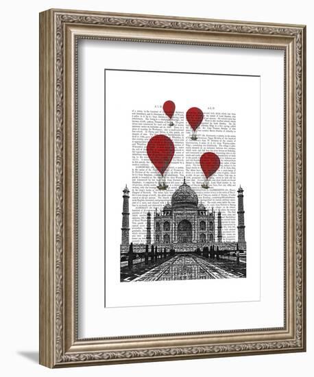 Taj Mahal and Red Hot Air Balloons-Fab Funky-Framed Art Print