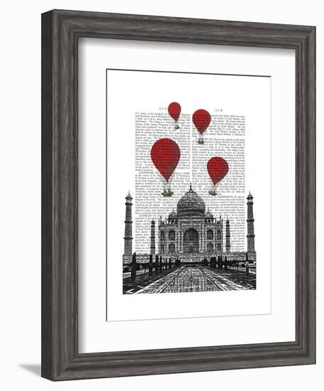 Taj Mahal and Red Hot Air Balloons-Fab Funky-Framed Art Print