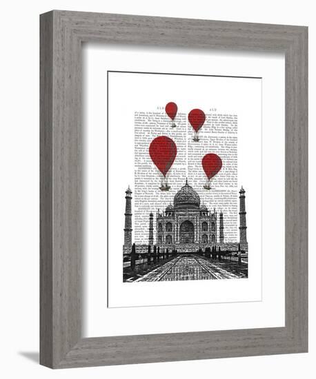 Taj Mahal and Red Hot Air Balloons-Fab Funky-Framed Art Print