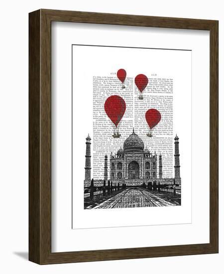 Taj Mahal and Red Hot Air Balloons-Fab Funky-Framed Art Print