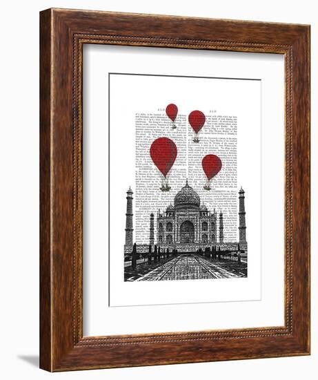 Taj Mahal and Red Hot Air Balloons-Fab Funky-Framed Art Print