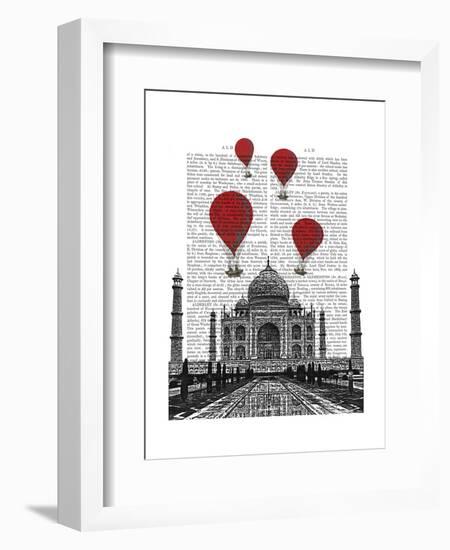 Taj Mahal and Red Hot Air Balloons-Fab Funky-Framed Art Print