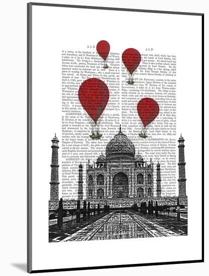 Taj Mahal and Red Hot Air Balloons-Fab Funky-Mounted Art Print