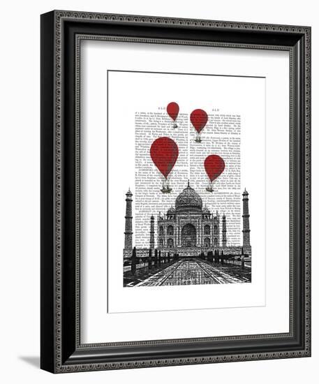 Taj Mahal and Red Hot Air Balloons-Fab Funky-Framed Art Print