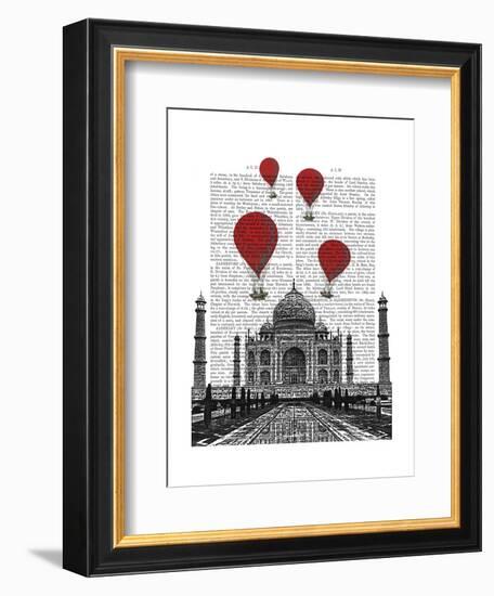 Taj Mahal and Red Hot Air Balloons-Fab Funky-Framed Art Print