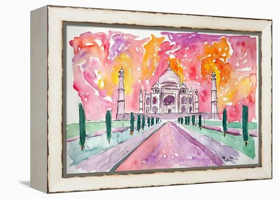 Taj Mahal - Colorful Crown Of The Palace And Love-Markus Bleichner-Framed Stretched Canvas