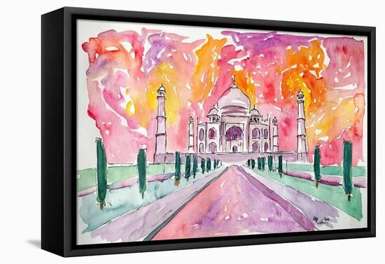 Taj Mahal - Colorful Crown Of The Palace And Love-Markus Bleichner-Framed Stretched Canvas