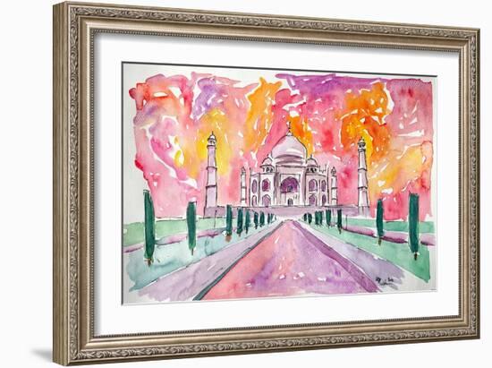 Taj Mahal - Colorful Crown Of The Palace And Love-Markus Bleichner-Framed Art Print