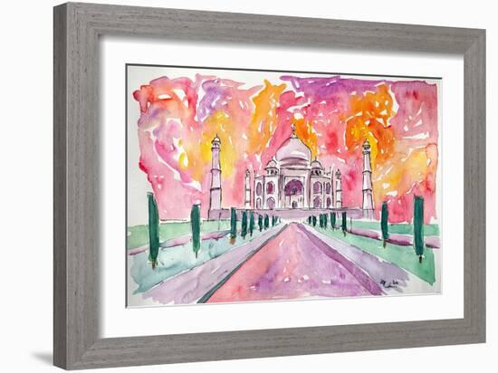 Taj Mahal - Colorful Crown Of The Palace And Love-Markus Bleichner-Framed Art Print
