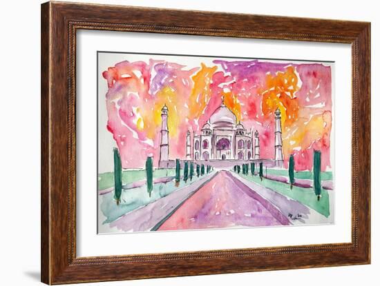 Taj Mahal - Colorful Crown Of The Palace And Love-Markus Bleichner-Framed Art Print