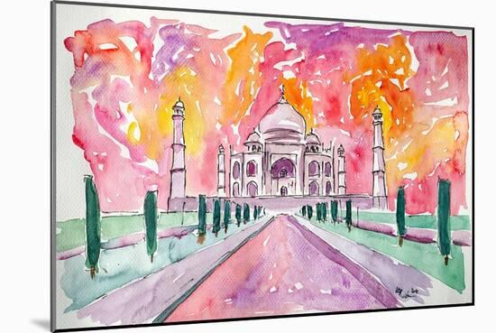 Taj Mahal - Colorful Crown Of The Palace And Love-Markus Bleichner-Mounted Art Print