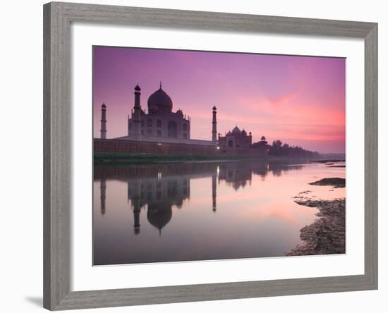 Taj Mahal From Along the Yamuna River at Dusk, India-Walter Bibikow-Framed Photographic Print