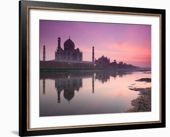 Taj Mahal From Along the Yamuna River at Dusk, India-Walter Bibikow-Framed Photographic Print